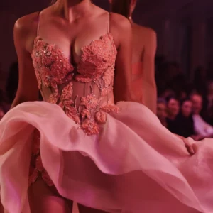 Peach Organdy Corset Gown